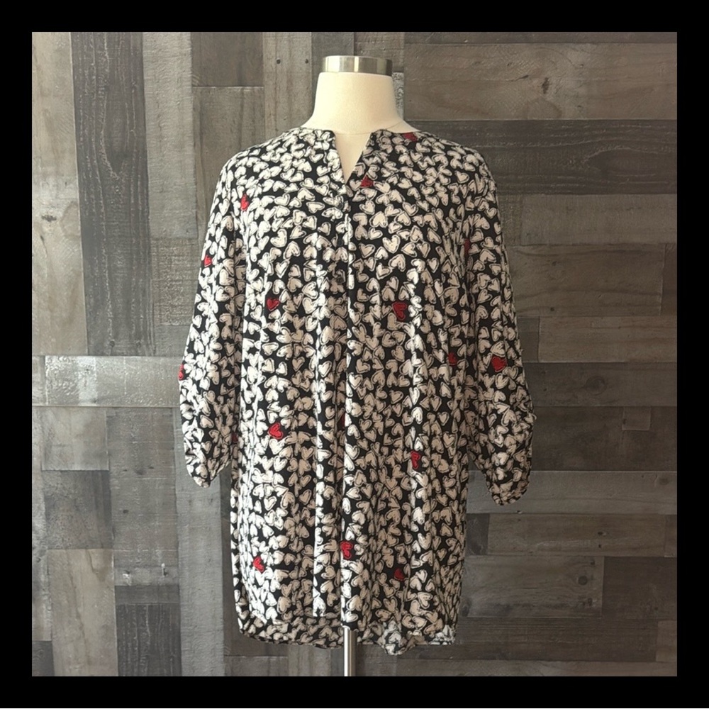 Vintage Y2K shirt dress size 22 hearts Henley Lovecore dark feminine romantic